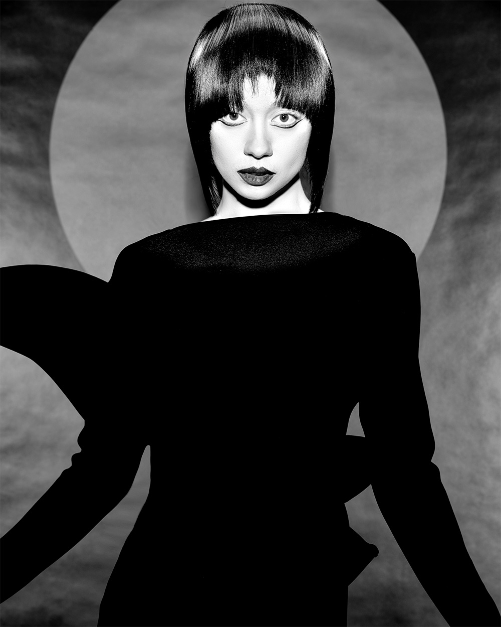 Sleek Black Bob with Textured Fringe - Viktoriia Vradii - Monochrome Edge Collection
